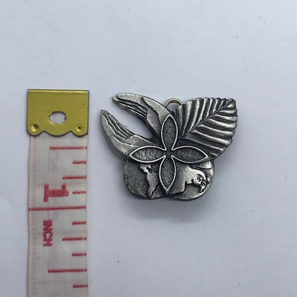 Sterling Silver 925 HLM Brooch/Pendant Helping Hands Leaf Dove Cross Butterfly - Picture 4 of 7